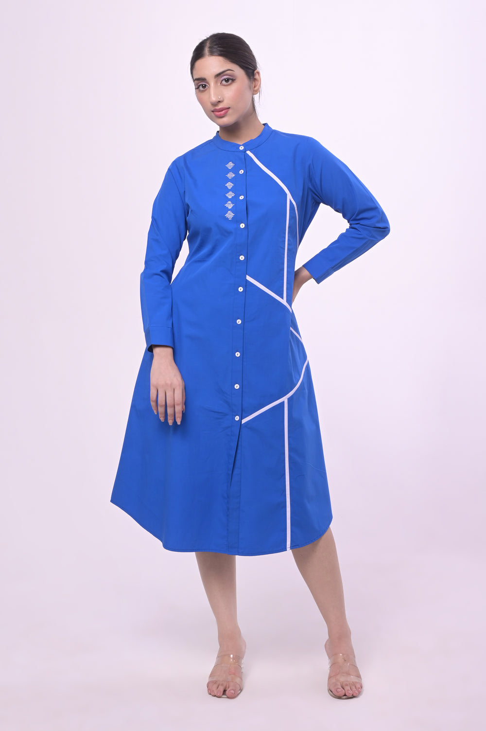 Blue Puya Midi Shirt Dress