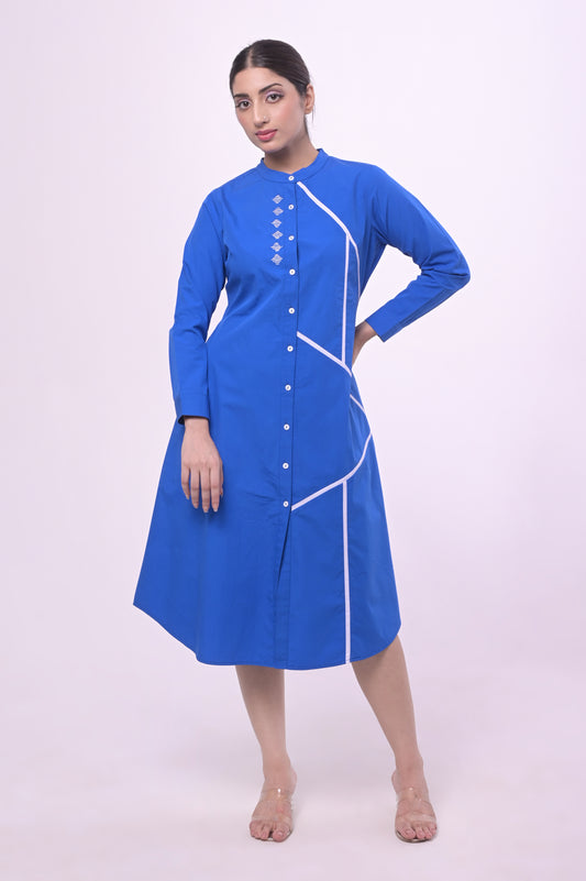 Blue Puya Midi Shirt Dress