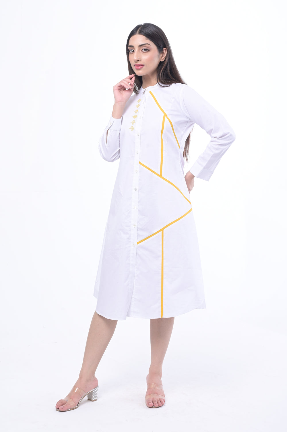 White Egret Shirt Dress